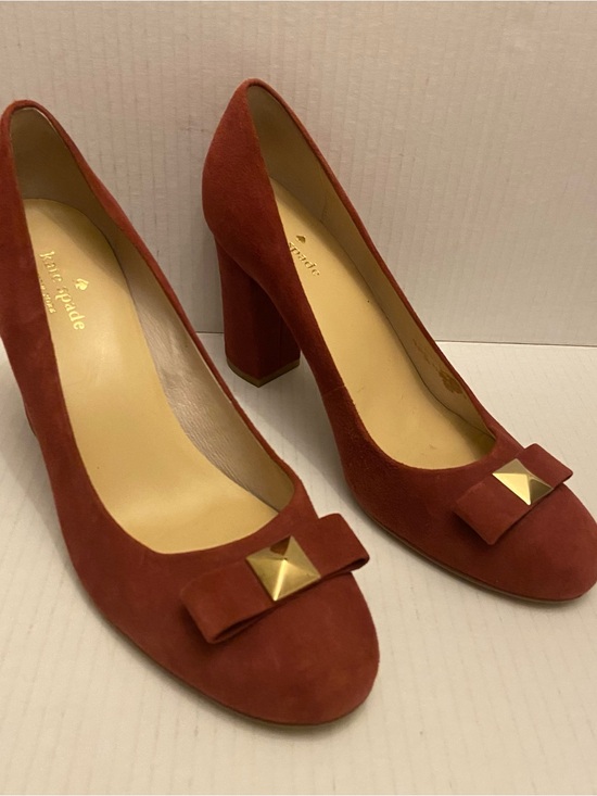 kate spade Shoes - Kate Spade New York Microfiber Suede Woman’s Chunky High Heel Accent Bow Shoes